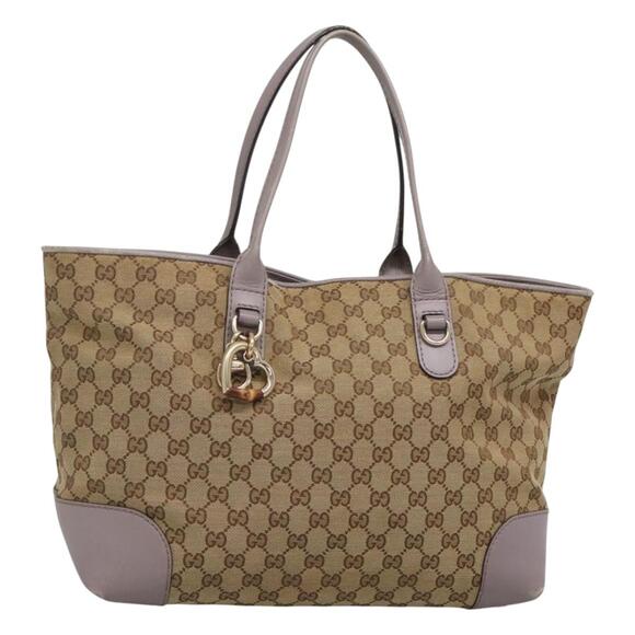 GUCCI GG Canvas Tote Bag Beige Gold - Picture 1 of 16